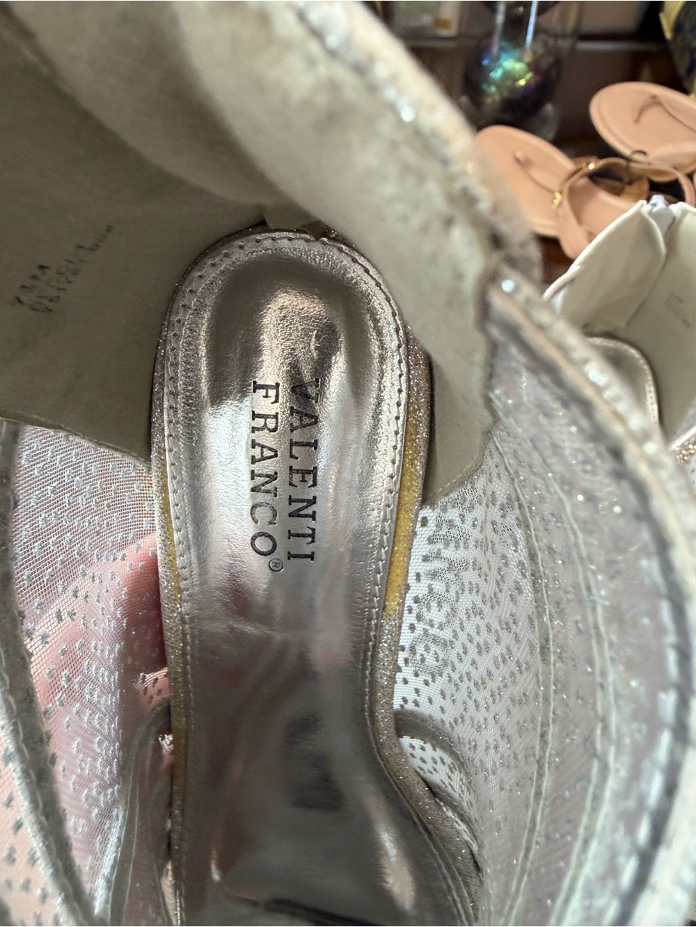 Valenti Franco Champagne Glitter Rhinestone Open-Toe Booties - Picture 7 of 10